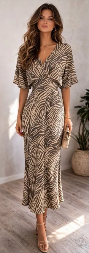 ASTR NWOT Flutter Sleeve Open Back Midi Dress Zebra - S ($99) thumbnail 1