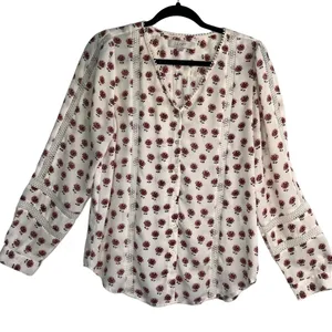 Loft Floral Eyelet Blouse White M thumbnail 1