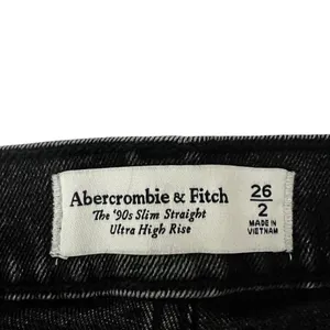 Abercrombie & Fitch 90s Slim Straight Criss Cross Jeans Asymmetrical Size 26 thumbnail 4