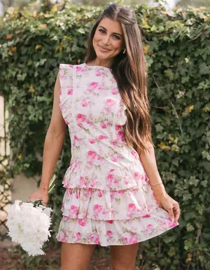 These Three Boutique Ruffle Dress Pink thumbnail 1