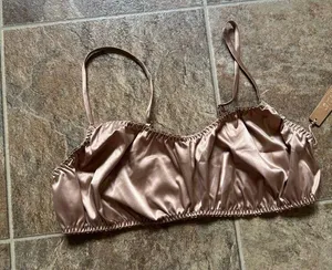 Skims Sleepover Satin Bralette Honey Size XL thumbnail 4