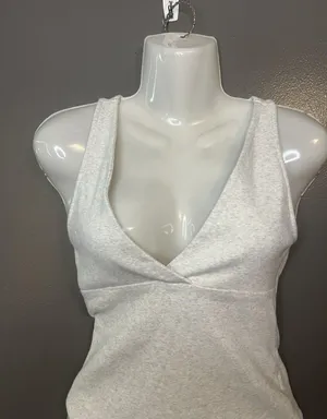 American Eagle Outfitters Bodysuit Womens Medium Gray Ribbed V Neck Tank thumbnail 1