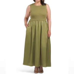 NWT Taylor Mix Media Ribbed Bodice Crew Neck Satin Skirt Pocket Medium thumbnail 7