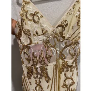 PRETTYLITTLETHING Gold Sheer Strappy Sequin Bodycon Dress thumbnail 6