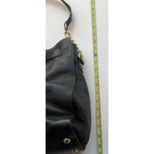 Vintage Michael Kors Carine Pebbled Leather Satchel Black Tote Shoulder Bag thumbnail 10