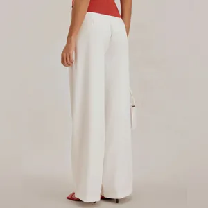 Rihoas White Ruched Straight Pants Size XS thumbnail 4