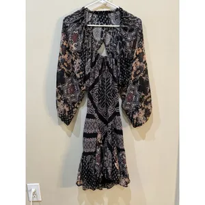 Free People Seven‎ Wonders Mini Dress Size XS Boho Hippie Multi Media Print thumbnail 4