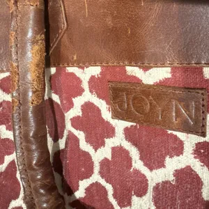 JOYN Geometric Tote Vintage Leather Burgundy/Cream Shoulder Bag thumbnail 10