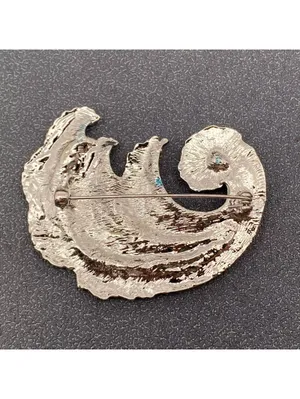 Blue Wave Rhinestone Brooch Pin thumbnail 3