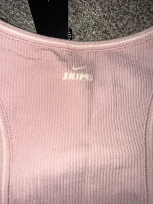 NIKE x SKIMS Ribbed Seamless Racer Front Padded Tank Bra Pink thumbnail 5