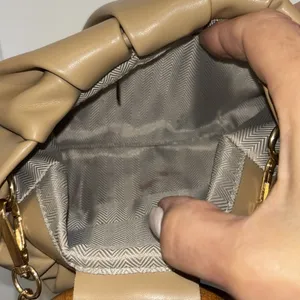Tan Handbag with Wooden Handle Vegan Leather Adorable and Chic Crossbody Chain thumbnail 5