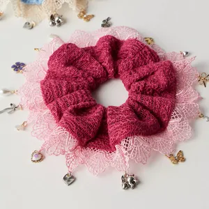 Free People Esmerelda Pony Locket Scrunchie in pink thumbnail 4