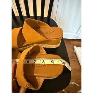 Joie genuine tan suede wedge espadrille sandals size 9.5 thumbnail 5