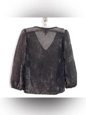 NWT ModCloth Women’s New Sheer's Eve Velvet Dot V-Neck Long Sleeve Top Size M thumbnail 12