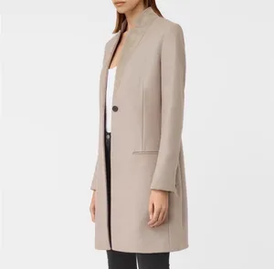 All saints leni wool cashmere blend nude tan single button long coat blazer 6 thumbnail 2