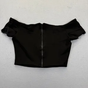Alice‎ + Olivia Black Off Shoulder Crop Top Exposed Zipper R604089351 Womens S thumbnail 8