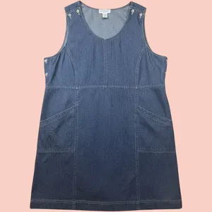 Country Store Jumper Dress Cottagecore Women 1X Blue Denim Button Pockets thumbnail 2
