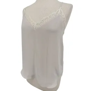 Babaton Aritzia Lace Trim Cami Tank Top Size S Light Beige Silky V-Neck thumbnail 2