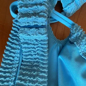 Aerie‎ Real Good Blue Seersucker Shimmer Triangle Bikini Top Large NWT 0753-5310 thumbnail 6
