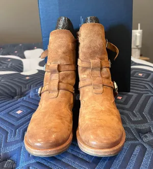 Tan, Suede Zarek Moto Boot, Size 37 thumbnail 3