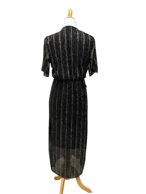 L black gold sparkle faux wrap dress thumbnail 6