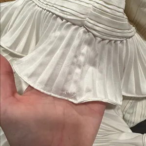 AMUR Isla Strapless Rosette Ruffle-Trim‎ Mini Dress 8 Ivory White thumbnail 9