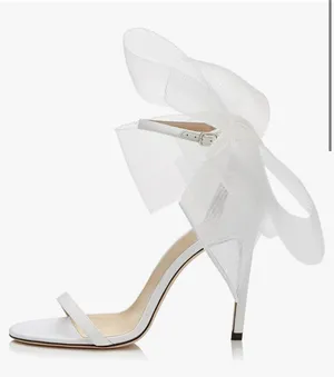 White Bow Heels Size 7 thumbnail 1