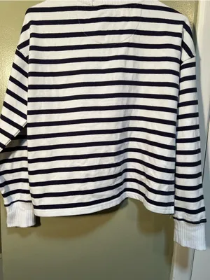 C&C California Women's Size Small Half Zip Sweatshirt White Navy‎ Stripes Cotton thumbnail 8