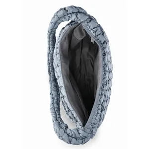 Womens Quilted Puffer Oversized Shoulder Bag Platinum Hobo Bag Boho Y2K Trendy‎ thumbnail 2