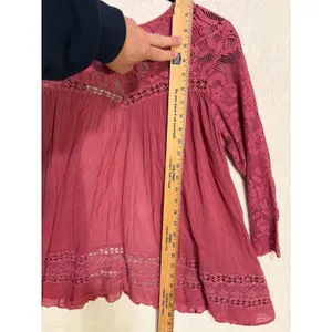 Free People FP One Golden Age Lace Long Sleeve Open Back Cotton Top Small thumbnail 6