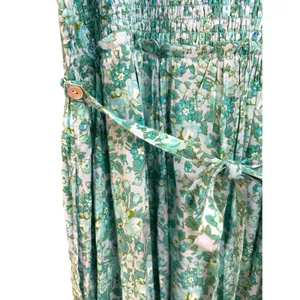 NWT April Cornell Aqua‎ Meadow Dress Smocked Ruffle Sleeve Midi Maxi Boho Small thumbnail 5