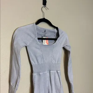 Free People Movement Good Karma‎ Onesie In Ice Grey Size XS/Small NWT thumbnail 4