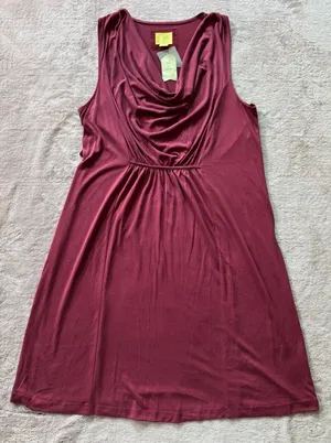 Anthropologie By Maeve Dress Cara Cowl Neck‎ Shift Red Size Large NWT thumbnail 1