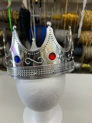 Silver crown with green and pink gemstones and ornate detailing #crown #regal thumbnail 3