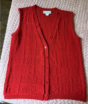 Bedford Fair Vintage 80’s Red Knit Christmas Sweater Vest thumbnail 1