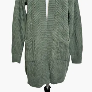 GAP Olive Green Textured Cotton Open Front Longline Cardigan Sweater Size M NWT thumbnail 4