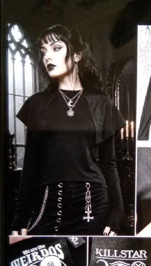 Killstar Long Sleeve Goth Dramatic Cape Ruffle Shoulders Overlay Witchy Womens thumbnail 1