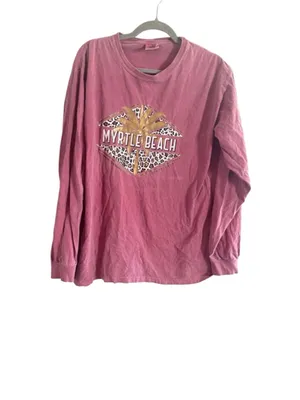 Women's Comfort Colors Long Sleeve Tee L Pink Leopard Myrtle Beach thumbnail 3