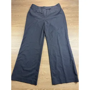Ann Taylor LOFT Ann Pants Womens 10 Black Pinstripe Wide Leg Career Trouser thumbnail 2