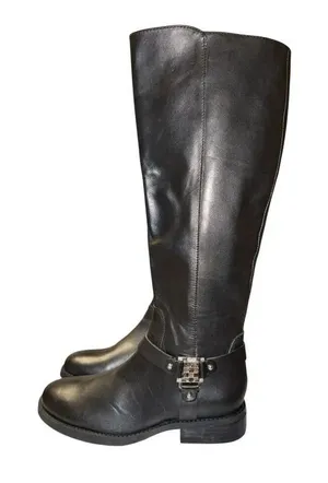 Vince Camuto Farren Women's Riding Boots SZ 5.5 Black Leather Quiet Luxury Moto thumbnail 1