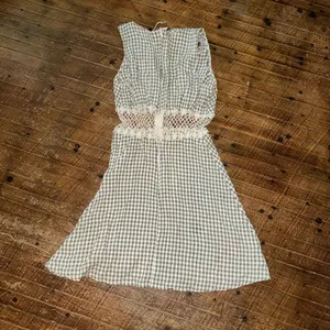 Exclusively Gantos crochet waist green gingham vintage dress thumbnail 4