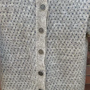 Vintage 80s LL Bean Wool Nordic Knit Snowflake Button Cardigan Sweater Medium thumbnail 2