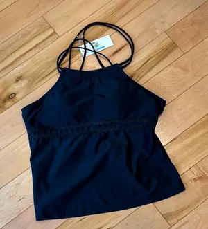 Beachsissi Black High Neck Tankini padded bathing suit top thumbnail 1