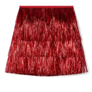 Tipsy Elves Red Tinsel Fringe Shorts NWT thumbnail 2