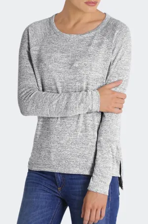 rag & bone Heather Gray Raglan Long Sleeve Top - Size - Medium thumbnail 1