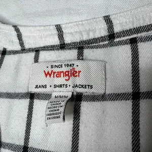 Wrangler White Black Plaid Pintuck Blouse Western Boho Size Medium thumbnail 9
