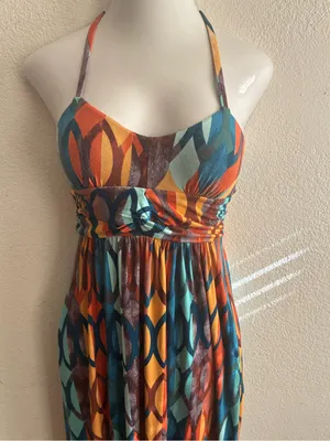 Maeve Multicolor Geometric Spaghetti-Strap Maxi Dress XS thumbnail 6