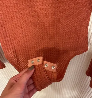 Pink Waffle Knit Mock Neck Bodysuit thumbnail 4