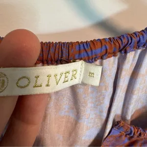 Marie Oliver Kara Purple Floral Tiered Cotton Mini Dress Flutter Sleeve Medium‎ thumbnail 6