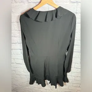 Missguided Ruffle Vneck black mini‎ dress women’s size 8 thumbnail 4